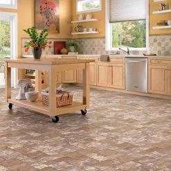 Congoleum ArmorCore Terrace Paver 12-ft W Cut-to-Length Pale Smoke Stone Look Low-Gloss Finish Sheet Vinyl