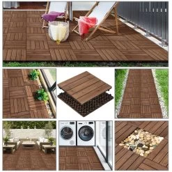 Easyfashion 12x12" Deck Tiles Patio Pavers Wood Flooring Tiles Indoor Outdoor 27pcs -Floor Lux Shop 3e4c81b0 6f53 4a93 820a ccff8088711e.edf4de295d1cb5d4b9c1f56736dfb50a 1800x1800
