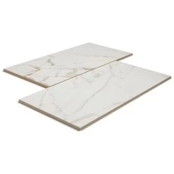 Daltile QuicTile 12 In. X 24 In. Calacatta Marble Polished Porcelain Locking Floor Tile (9.6 Sq. Ft. / Case) -Floor Lux Shop 5d2a6d78733d4a2a7023c38219fd8734 1800x1800