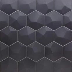 Magen 3D-Hex Dark Gray Matte Ceramic Hexagon Tile