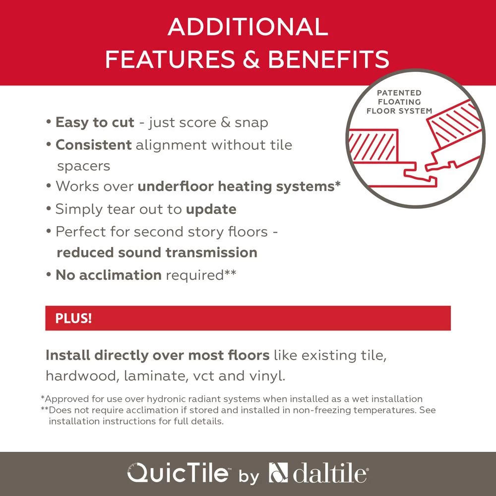 Daltile QuicTile 12 In. X 24 In. Horizon Marble Lappato Color Body Porcelain Locking Floor Tile (9.6 Sq. Ft. / Case) 16 Daltile QuicTile 12 In. X 24 In. Horizon Marble Lappato Color Body Porcelain Locking Floor Tile (9.6 Sq. Ft. / Case) - Image 14