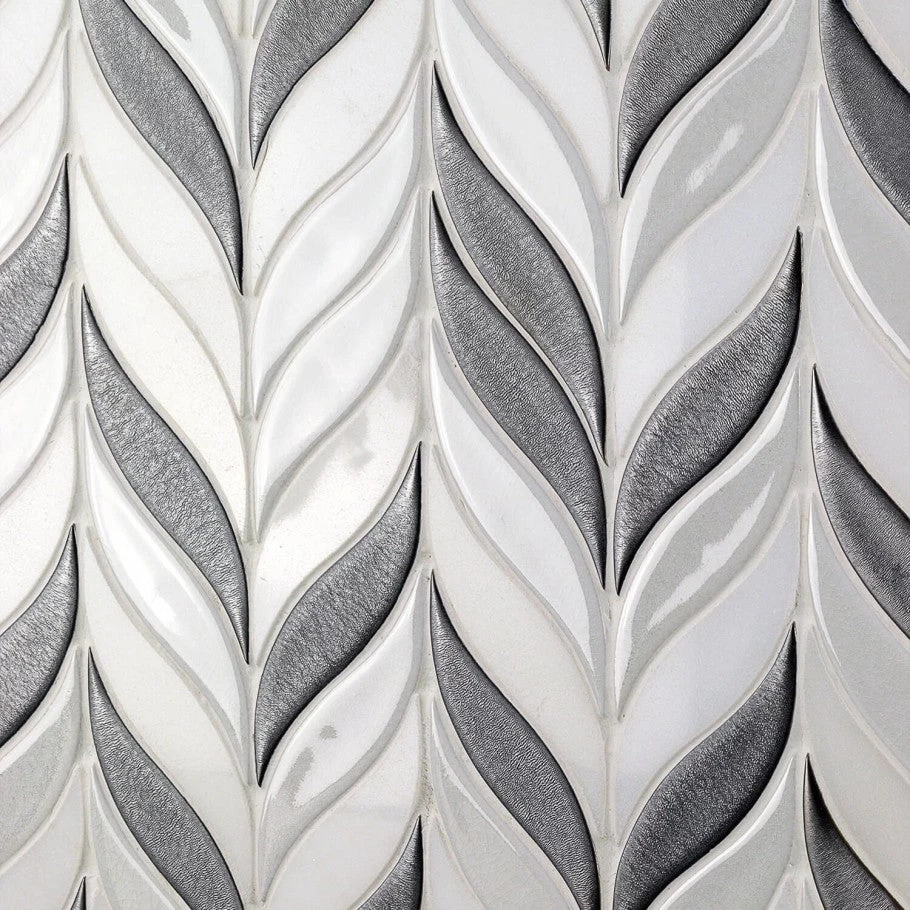 Divine Sprig Gunmetal 11.75 In. X 10.5 In. Marble And Ceramic Mosaic Tile (0.86 Sq. Ft.) 4 Divine Sprig Gunmetal 11.75 In. X 10.5 In. Marble And Ceramic Mosaic Tile (0.86 Sq. Ft.) - Image 2