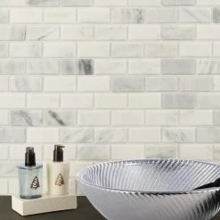 MSI Greecian White Beveled 12 In. X 12 In. X 10 Mm Polished Marble Mesh-Mounted Mosaic Tile (1 Sq. Ft.) -Floor Lux Shop 9d3e592d37c629644dfc23cbd0383620 1800x1800