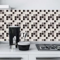 10/20 Pieces Backsplash Tile For Kitchen Mosaic Square Peel And Stick Tile, 3.94x3.94" -Floor Lux Shop abe1783a 17bd 4260 a1fe fd6096047ca5.975ad26292121f52ea7c0583d6fd900a 1800x1800