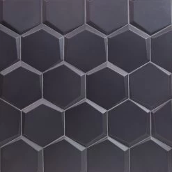 Magen Leveled-Hex Dark Gray Matte Ceramic Hexagon Tile