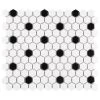 Merola Tile Madison Hex Matte 11-7/8 In. X 10-1/4 In. X 6mm Cool White With Black Dot Porcelain Mosaic Tile -Floor Lux Shop bcf78e85231b156473fdb90882c4d2cf 1800x1800