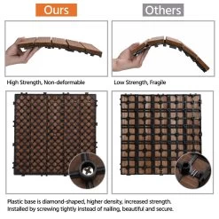 Easyfashion 12x12" Deck Tiles Patio Pavers Wood Flooring Tiles Indoor Outdoor 27pcs -Floor Lux Shop c81aad33 54fd 4046 b02e 5d9223239124.4900e8acafec31c2a64dbb59e108367e 1800x1800