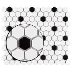 Merola Tile Madison Hex Matte 11-7/8 In. X 10-1/4 In. X 6mm Cool White With Black Dot Porcelain Mosaic Tile -Floor Lux Shop d866264fed1eecda63ea811cbe6f4224 1800x1800